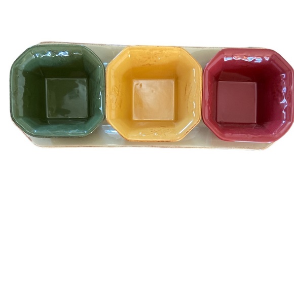 Vintage Stoneware 4 Piece Condiment Tray - Picture 3 of 12